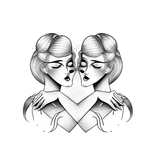 Two Women Holding Hands With A Rainbow Background