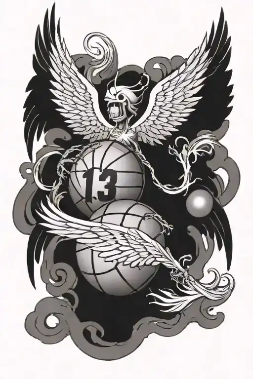 Basketball With Angel Wings With The Name Cole And The Number 13