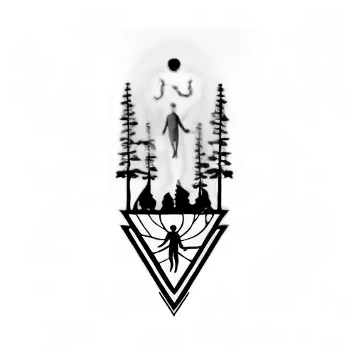 A Man And A Woman Standing In The Middle Of A Forest