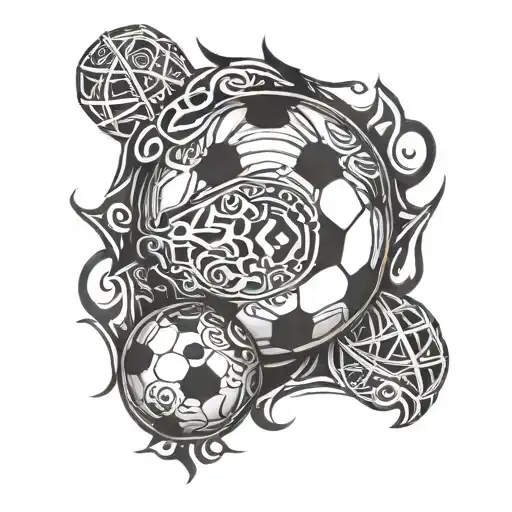 A Tattoo Design Combining Elements Of Football And Maori Culture