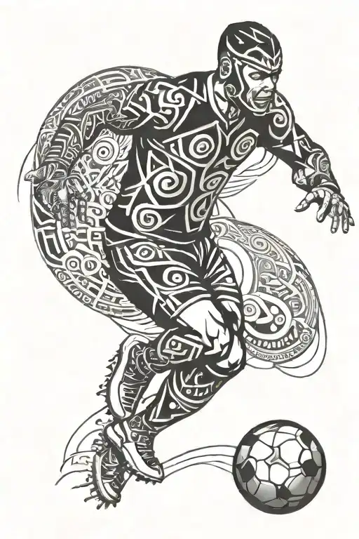 A Tattoo Design Combining Elements Of Football And Maori Culture