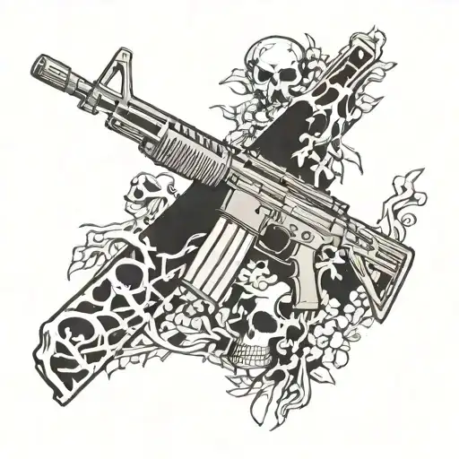 M16 Rifle With Skeleton