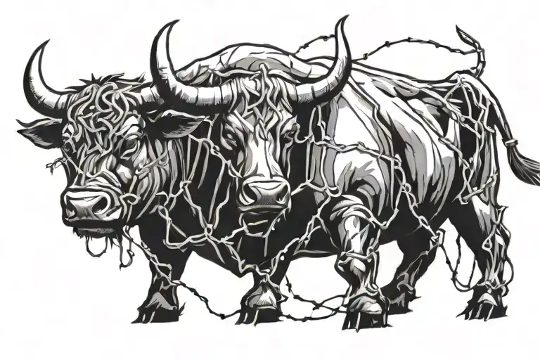 Barbed Wire And Bull