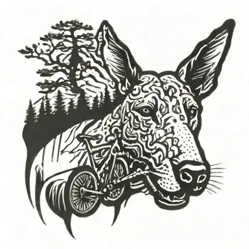 A Mountain Biking Trail Forming A Bullterrier's Head In Negative Space