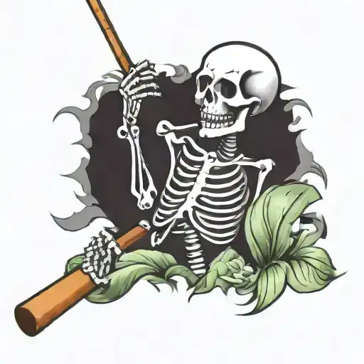 Skeleton Smoking Cigar Hawaiian Shirt Fishing Rod