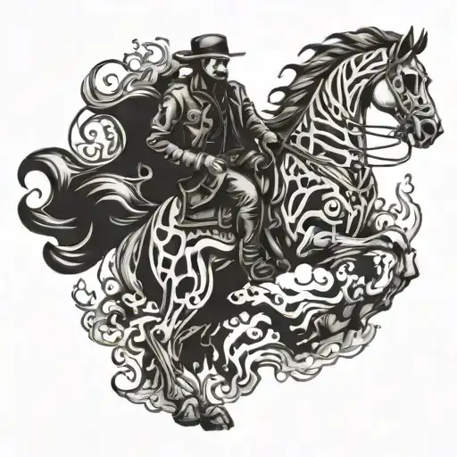 Phantom Rider On Flaming Skeleton Horse