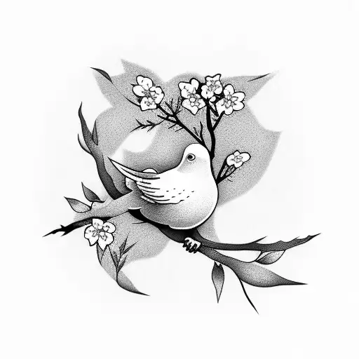 Cherry Blossom With Dove