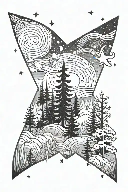 Starry Night Forest With Milkyway