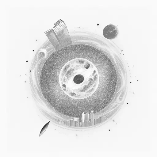 A Skyline Of Chicago Merging With The Milky Way Galaxy