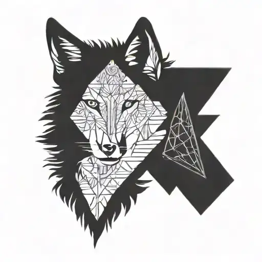 A Geometric Wolf Silhouette Filled With Intricate Lace Patterns