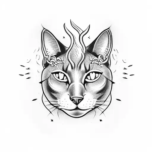 Black Cat With Devil Horns