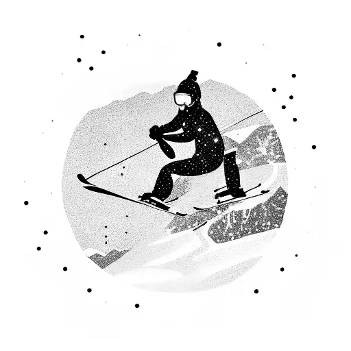 A Skier Gracefully Descending A Mountain Peak With A Trail Of Stars Behind Them