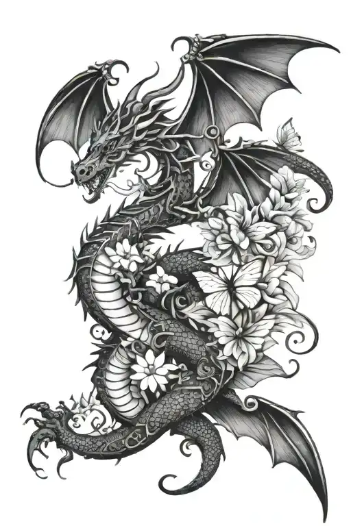 Dragon And Butterflies