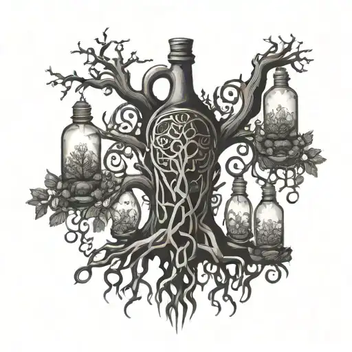 Celtic Tree With Evil Spirit Bottles Hanging