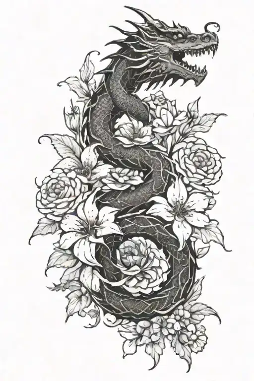 Dragon And Flowers