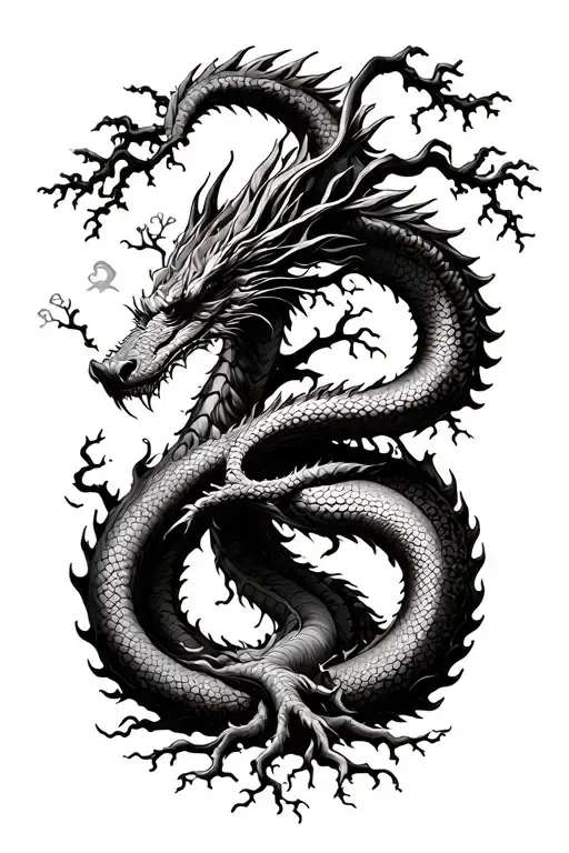 Dragon Wrapping Tree With Roots