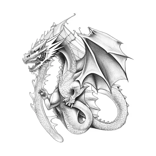 Anime Character Riding A Dragon Through A Cityscape