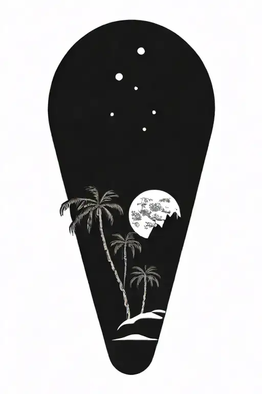 Palm Tree With Moon Phases