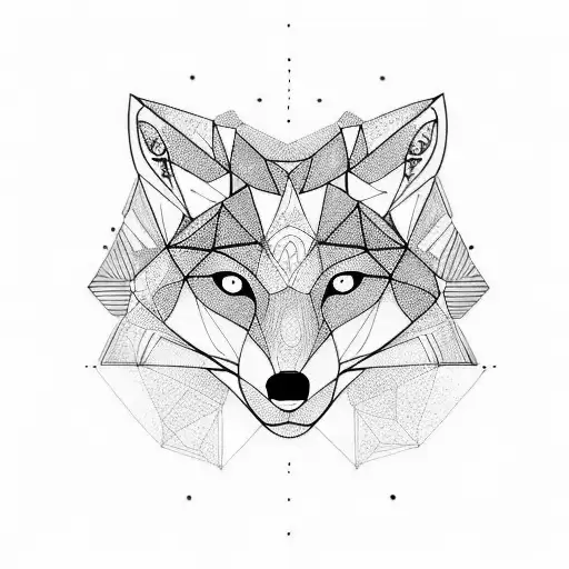 Incorporate Geometric Shapes Into A Fox And Wolf Hybrid Design
