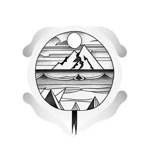 Desert Island With Half Moon In The Background