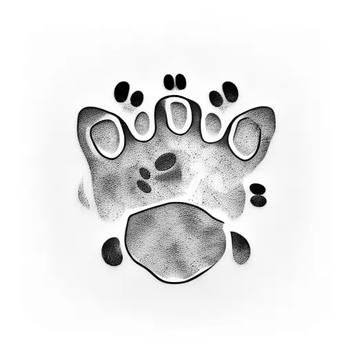 A Tattoo Design Combining Dog Paw Prints And Pirate Symbols