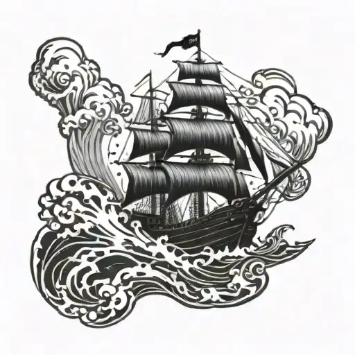 A Majestic Pirate Ship Sailing On Stormy Seas