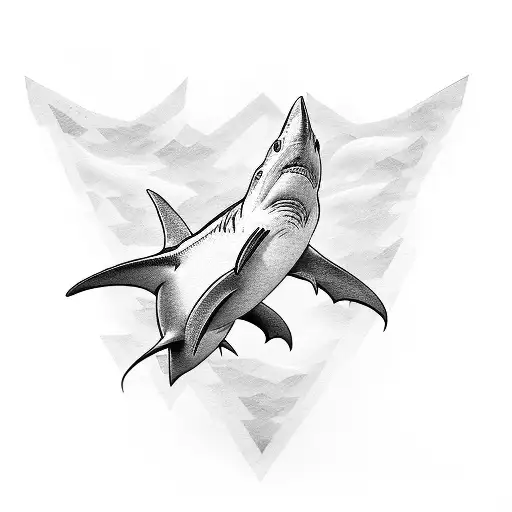 Three Sharks Line Drawing