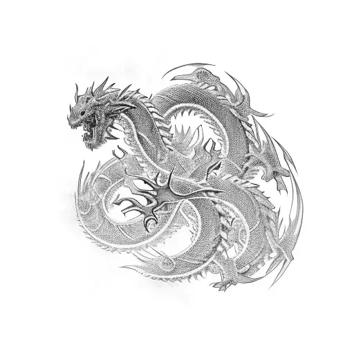 Complex White Japanese Dragon