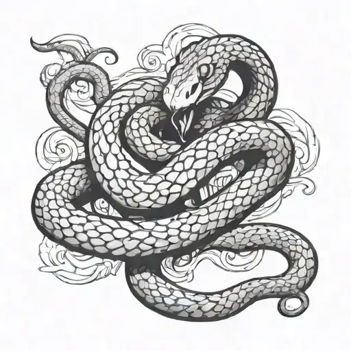 A Snake Intertwined With A Heart Symbolizing Love And Passion