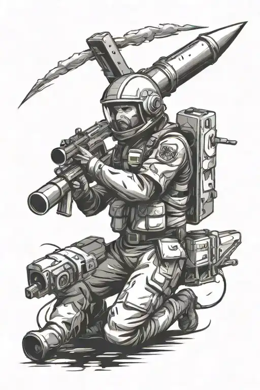 A Guy In Uniform Holds A Rocket Launcher In His Hands