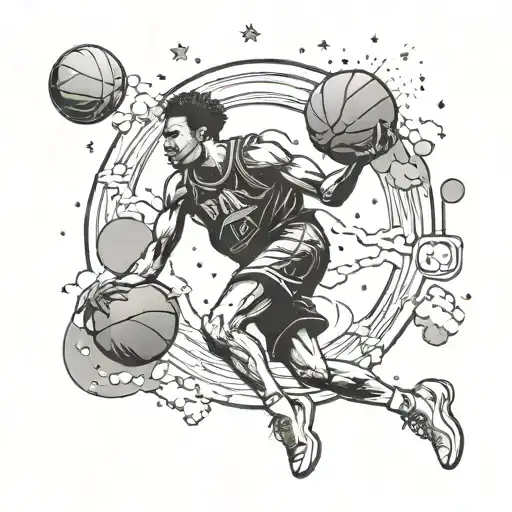 A Basketball Player Dunking On A Planet In Outer Space