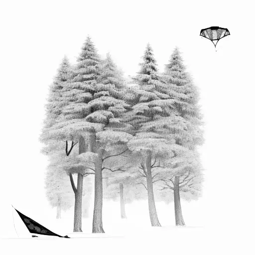 Forest With A Kite Flying Above
