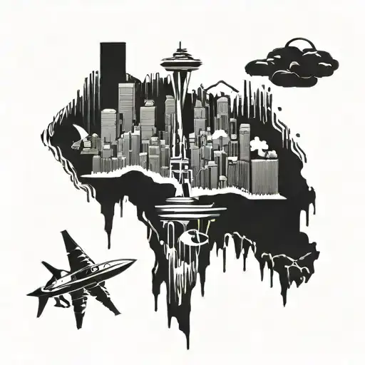 Combine Elements Of The Seattle And Rwanda Skylines In A Unique And Abstract Design