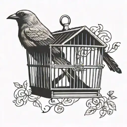 Bird Sitting Oustside On A Birdcage