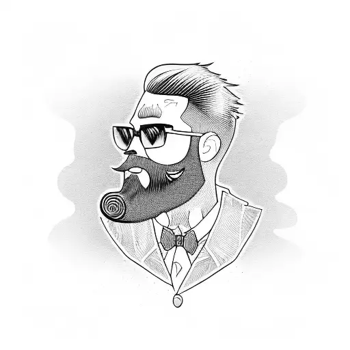 Bearded Man With Black Pitbull