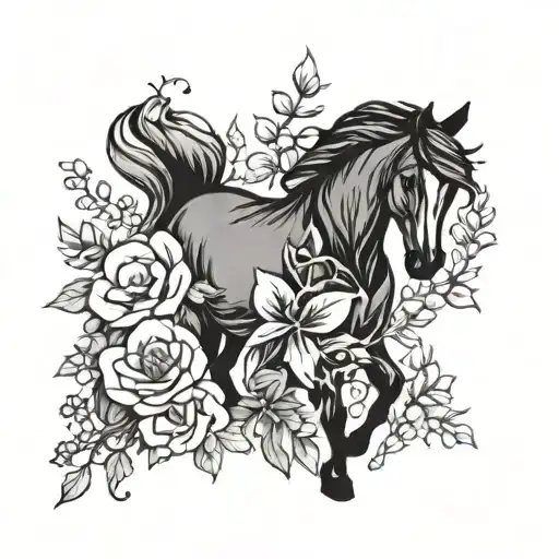 Horse And Flowers