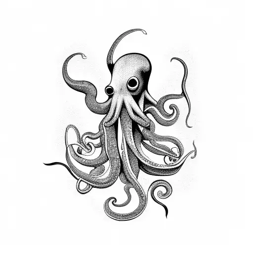 A Weightlifting Octopus Playing A Guitar In The Ocean