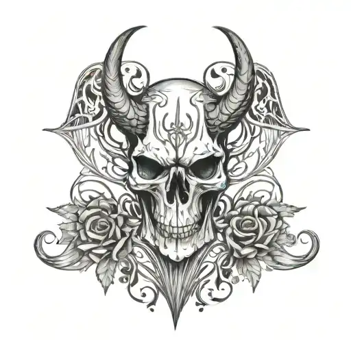Animal Skull In Lettering And Organics Demonic