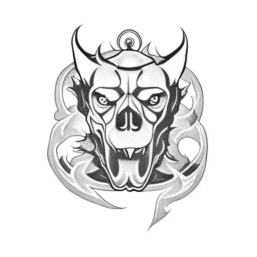 Hellhound With Dog Skull As Head