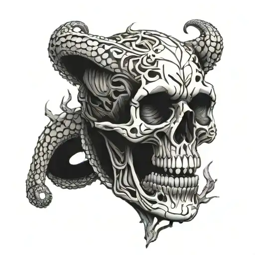 Skeletton From A Snake In Stone Optic