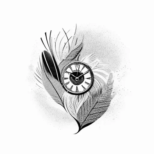 Half Sleeve Bird Feathers Clock