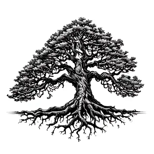 Tree And Roots Forming