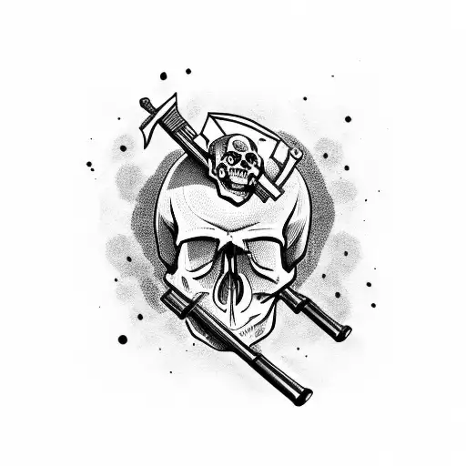 Skull With Guns Behind It