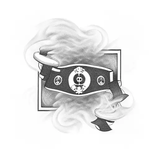 A Boxing Ring With Smoke And Money Flying Around