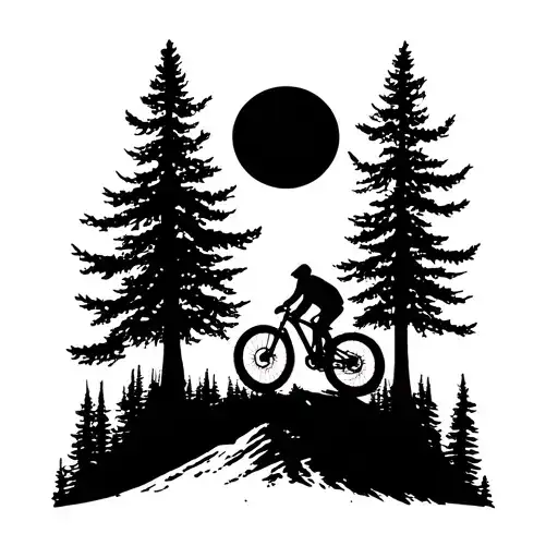 Mountainbike And Tree Silhouette