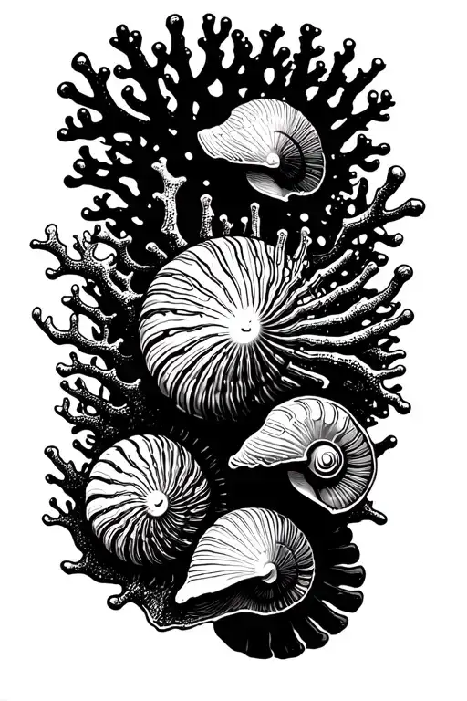 Sea Shells Nearby And Corals