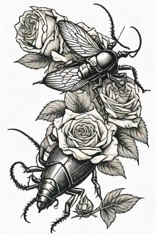 A Cockroach And Death And A Rose Intertwined