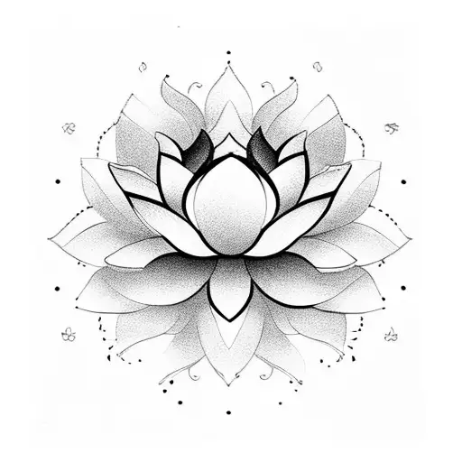 Lotus Flowers With Ethnic Lines