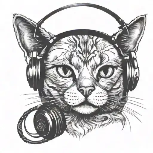 Cat Wearing Headphones
