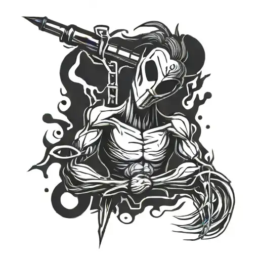 Stick Man Holding A Syringe Symbolizing Strength And Resilience